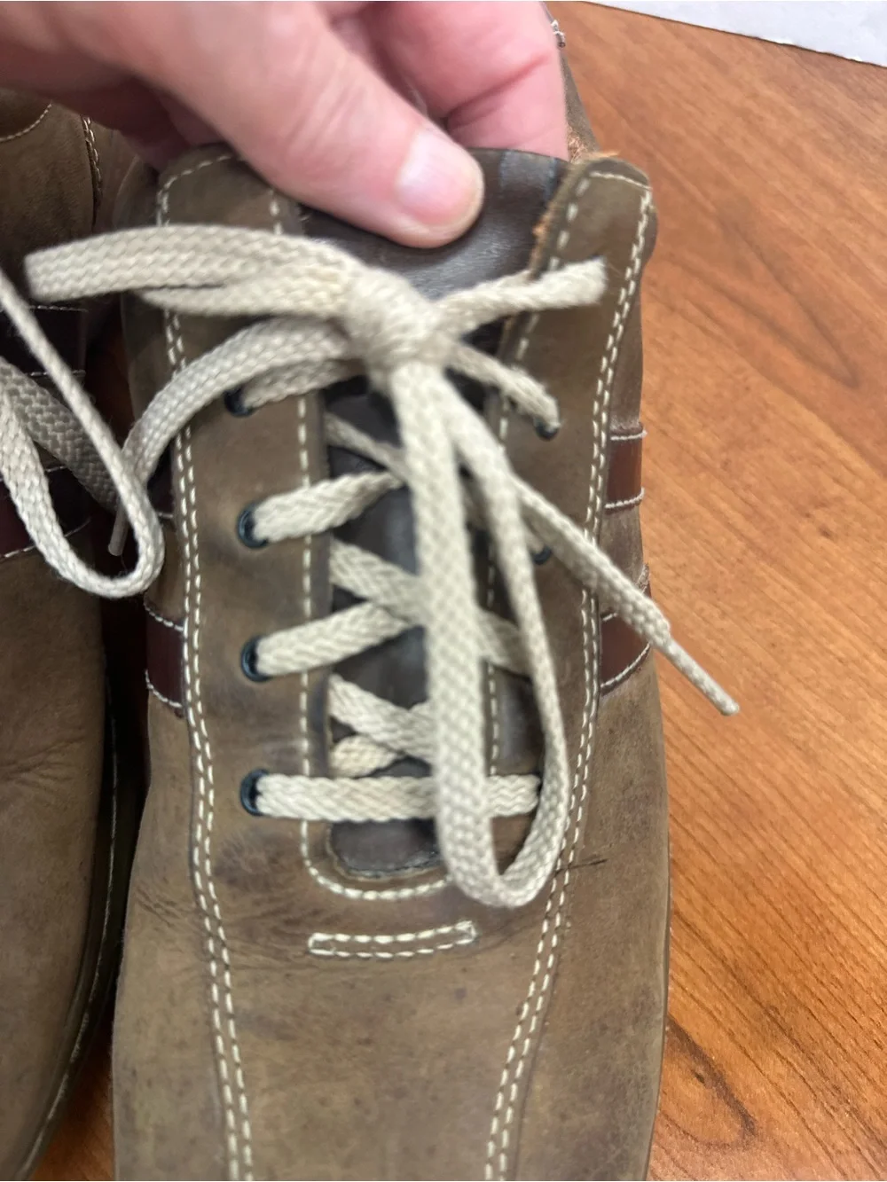 Y2K Vintage Skechers 4400 Men's Brown Leather Lace-Up Oxfords Sz 10.5 Stripes